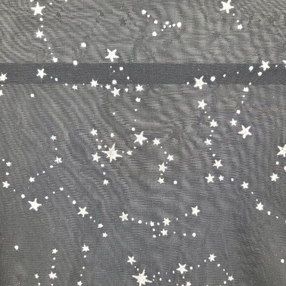 Black Mesh Long-Sleeve Bodycon Dress Sz L Star Constellation Print Witchy Gothic - Picture 4 of 13